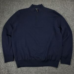 Fairway & Greene Italian Merino Wool Golf Sweater Mens Large Lined Pullover Navy